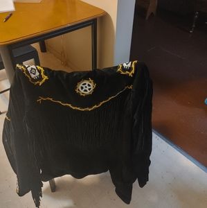 Beaded leather native Jacket